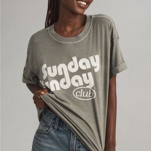 Anthropologie Sunday funday Club Graphic Tee - Olive Green